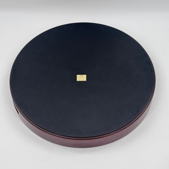 Vintage Japanese Lacquer Tray Bird & Iris Motif Maroon Round Serving Tray Japan - Picture 7 of 10